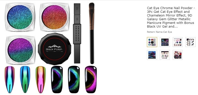 Cat Eye Chrome Nail Powder and Nail adhesive