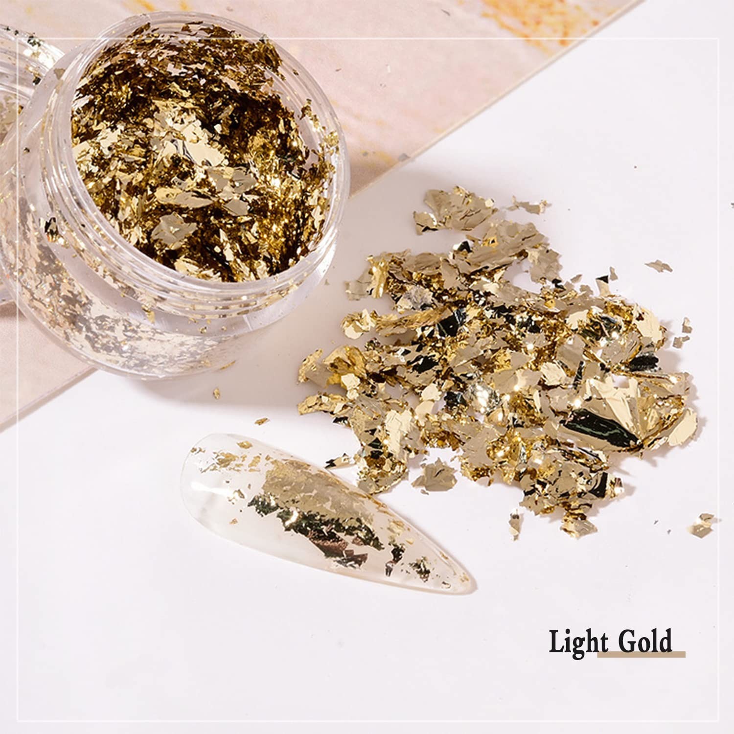 Nail Foil Flakes 4 Bottles Gold Foil Flakes Metallic Gold Foil Set for Nails,…