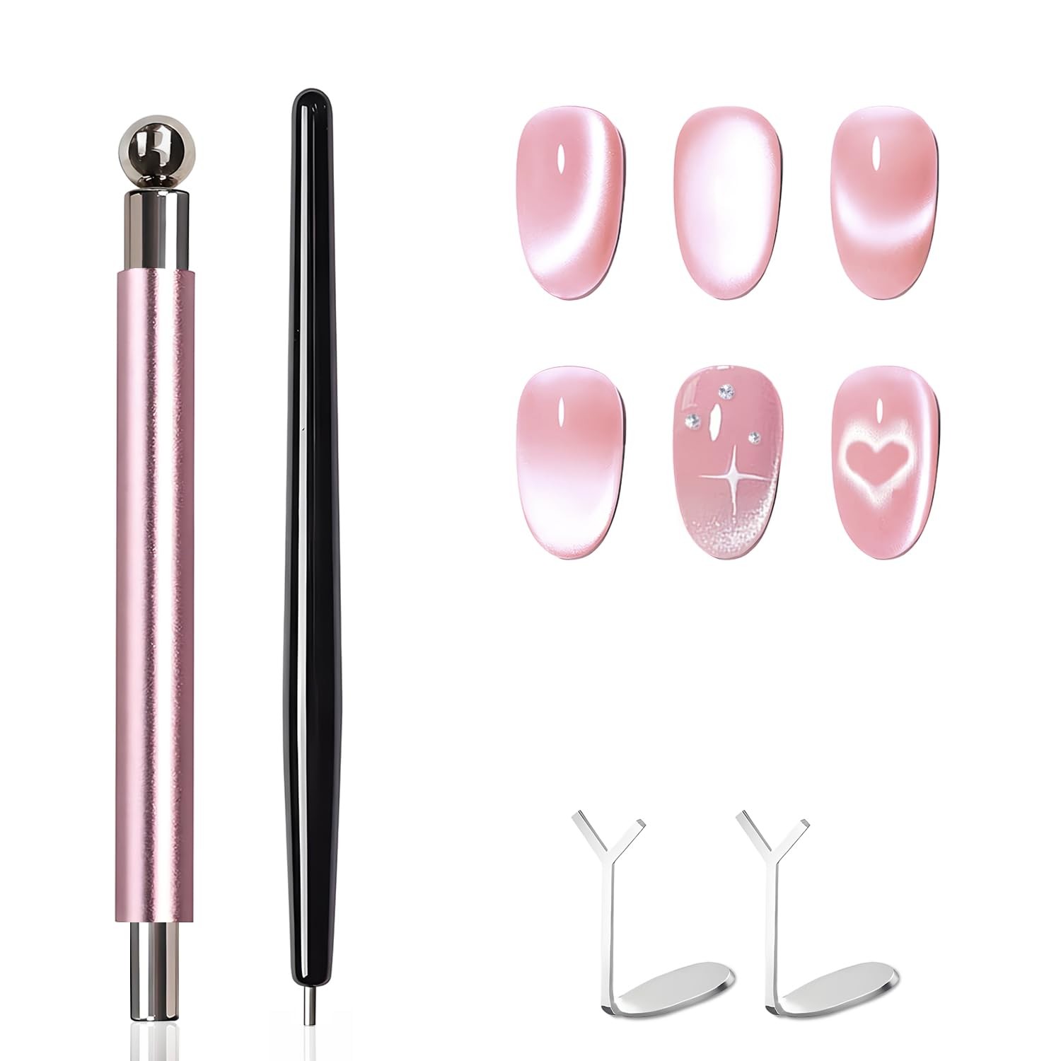 4-Piece Cat Eye Magnet Set for Nail Art – Black Bead Magnet Pen & Gel Nail Tools