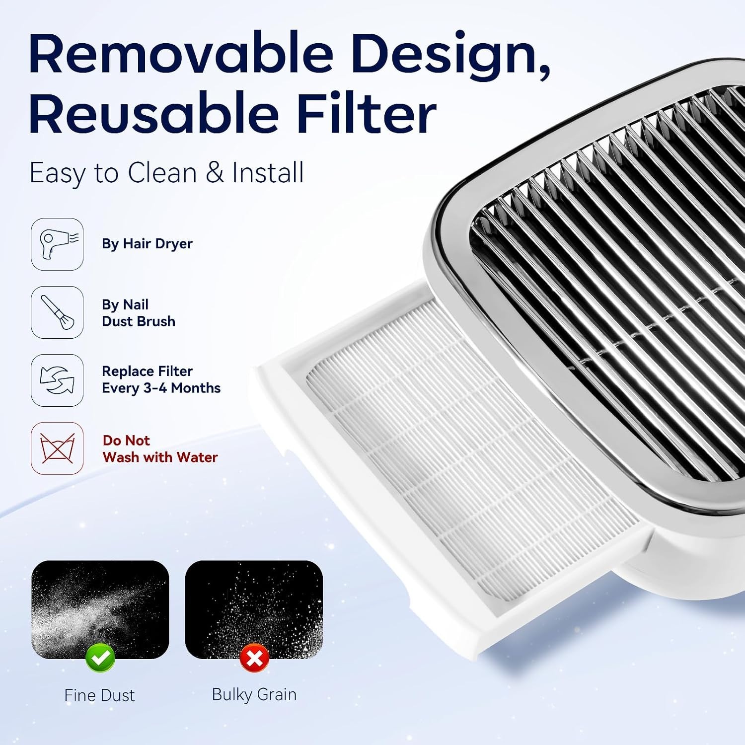 Nail Dust Collector Plug-in 60W Dual Turbines Adjustable Suction Indoor