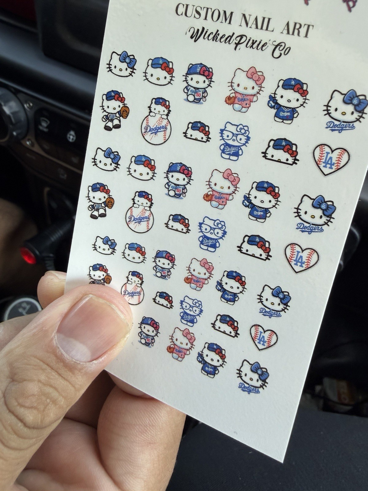 Hello Kitty Dodgers Baseball Nail Art Decals