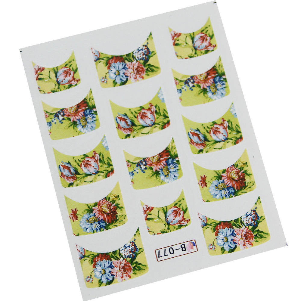 44 Designs Water Transfer French Tip Nail Stickers Flower Butterfly Bird Feather