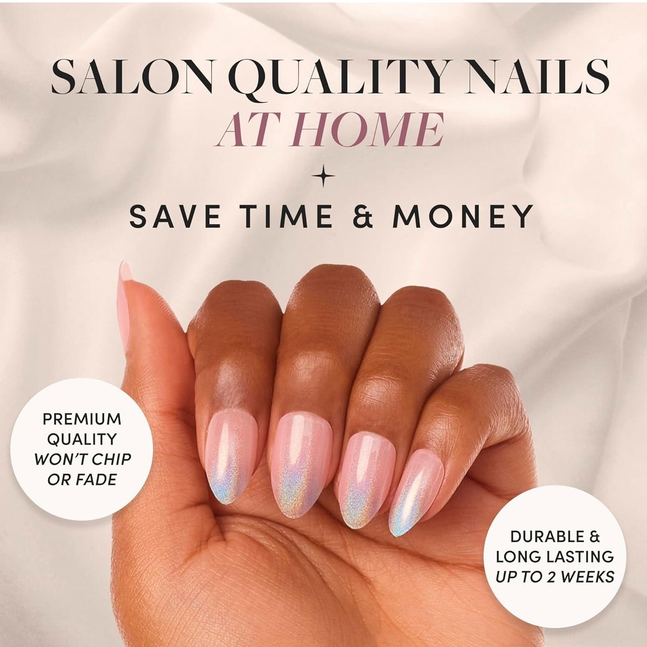 GLAMNETICS Press On Nails CONFETTI Short Almond BRAND NEW NIB Pastels FRENCH TIP