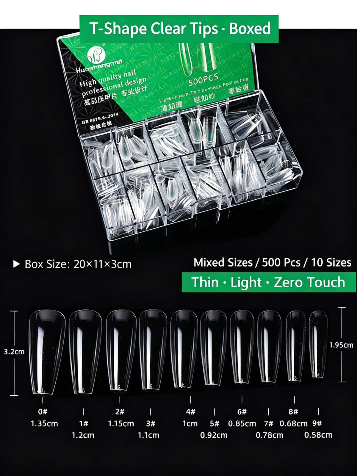 Huashengmei False Nail Tips European & American Full Cover Half Cover Frosted Tr