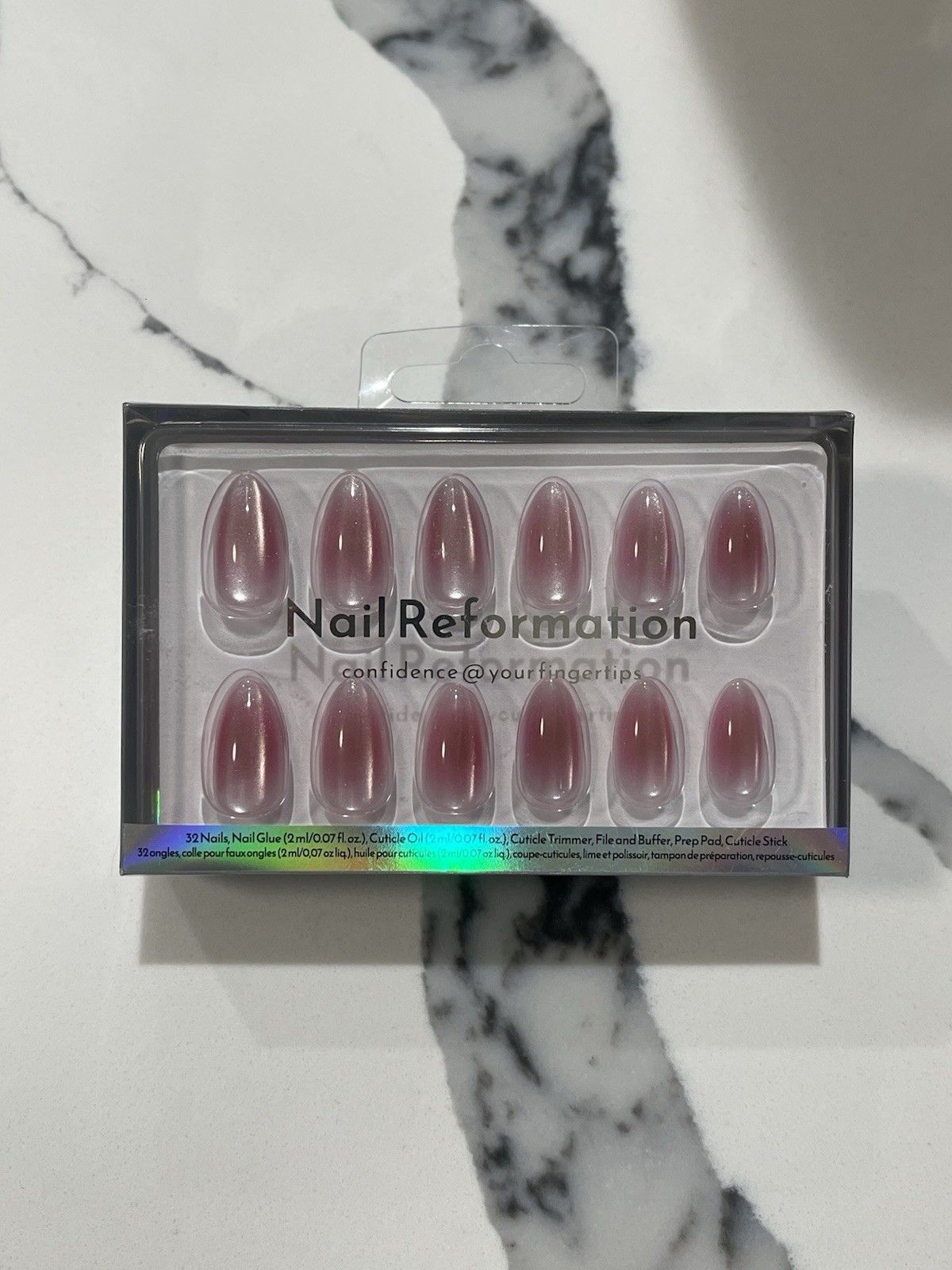 Nail Reformation Salon Quality Press-On Nail Set of 30 – Shimmery Pink
