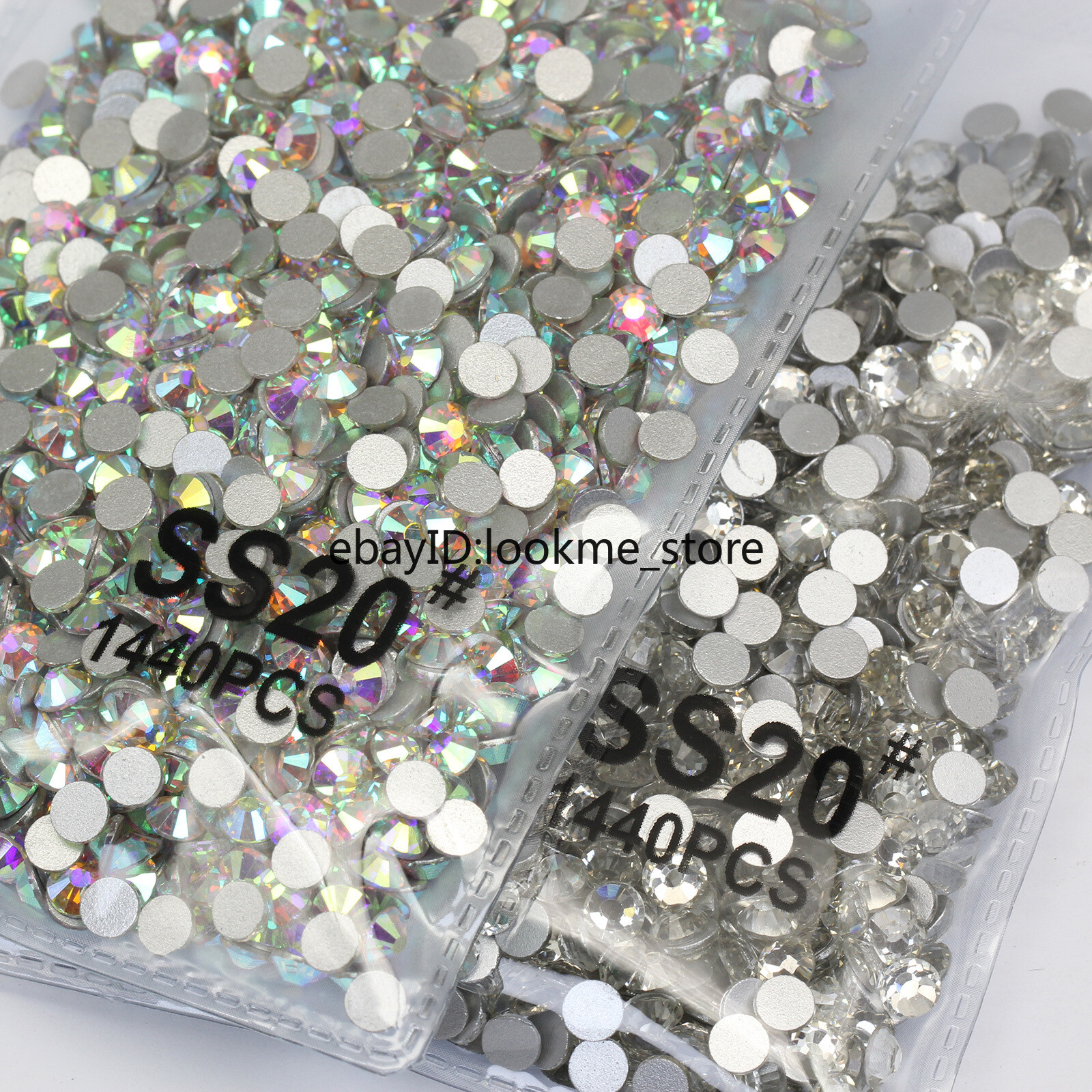 1440pcs 5mm (ss20) Crystal Glass Rhinestones Flatback Gems Nail Art Crafts Decor