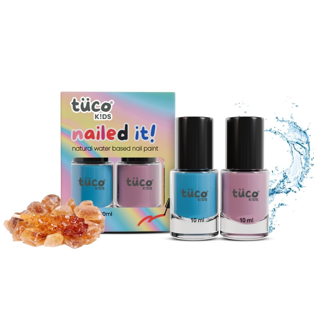 Tuco Kids Water Based Safe Nail Polish for girls Natural & Safe for Kids 2x10ml