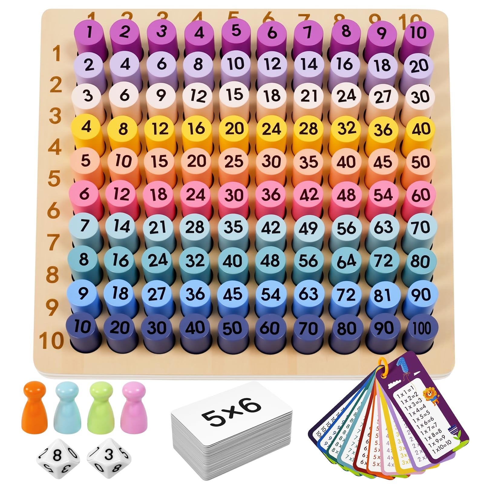 BUZIFU Wooden Montessori Multiplication Board Game: Math 9.2 x 9.4 inches