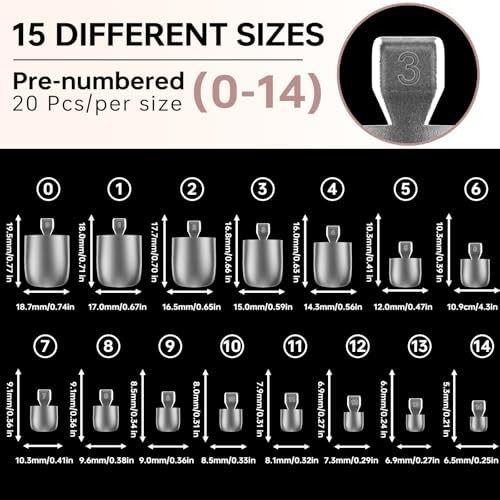 300 Pcs Gel X Toe Nail Tips, 15 Sizes Extra Wide Large Toenail Tips Full Cover,