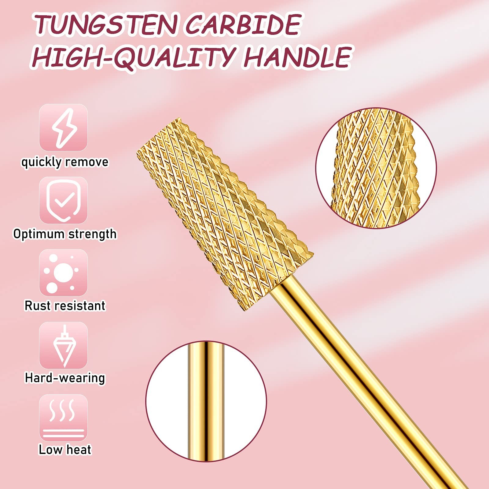 Hestya 7 Pieces Nail Drill Bits Set Tungsten Carbide Drill Bits for Nails Ele…
