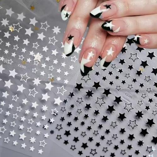 12 Sheets Shiny Star Nail Stickers 3D Self Stickers 1030 Stickers 1030-35
