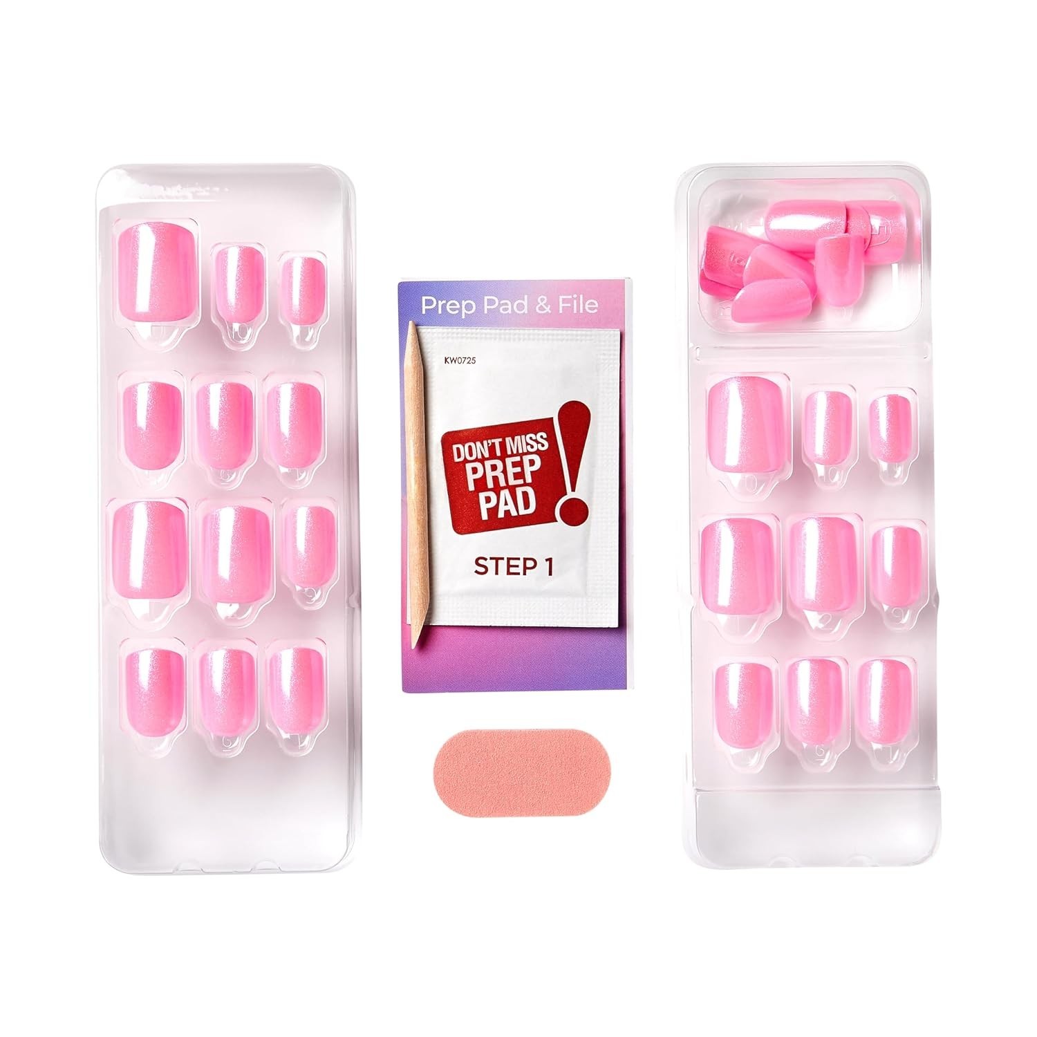 Kiss No Glue Mani Press On Nails, Color FX, ‘Late Night’, Pink, Short Size, S…