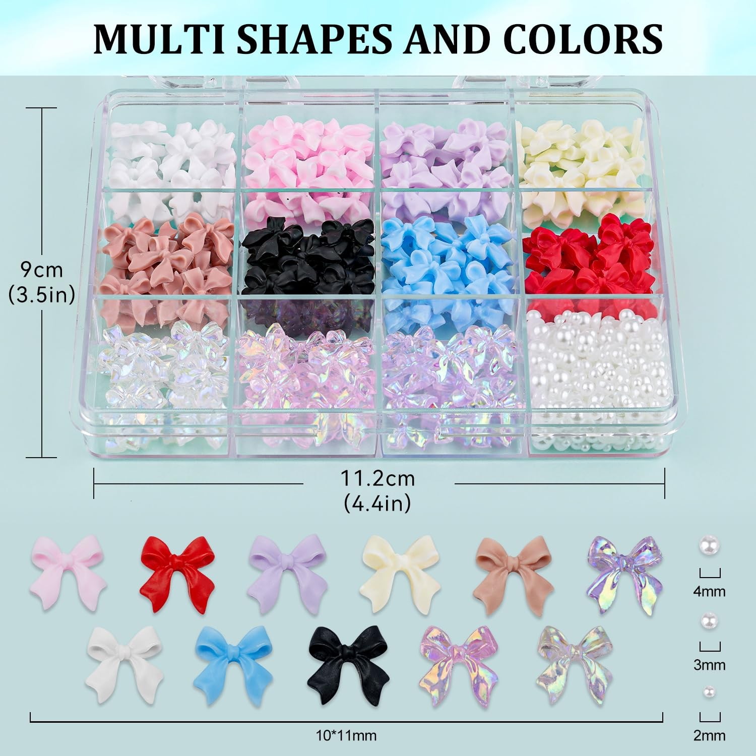 600 Pcs 3D Nail Bow Charms 11 Colors for Nail Art DIY Manicure Crafts