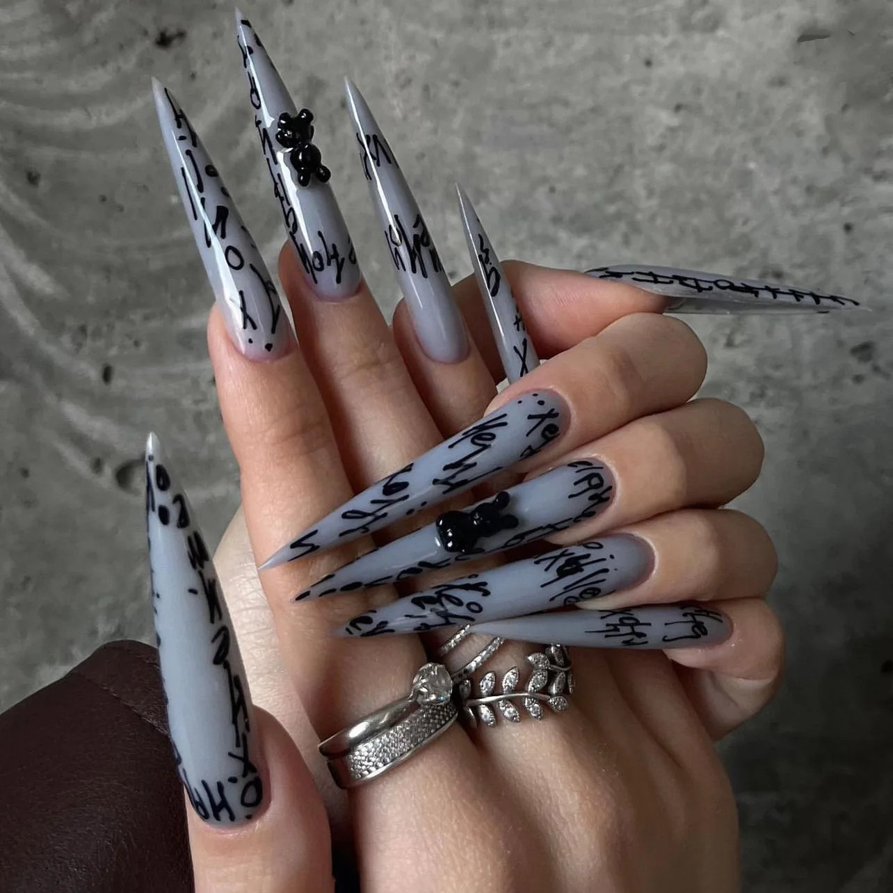 24pcs Red Blush Goth Long Stiletto Press On Nails