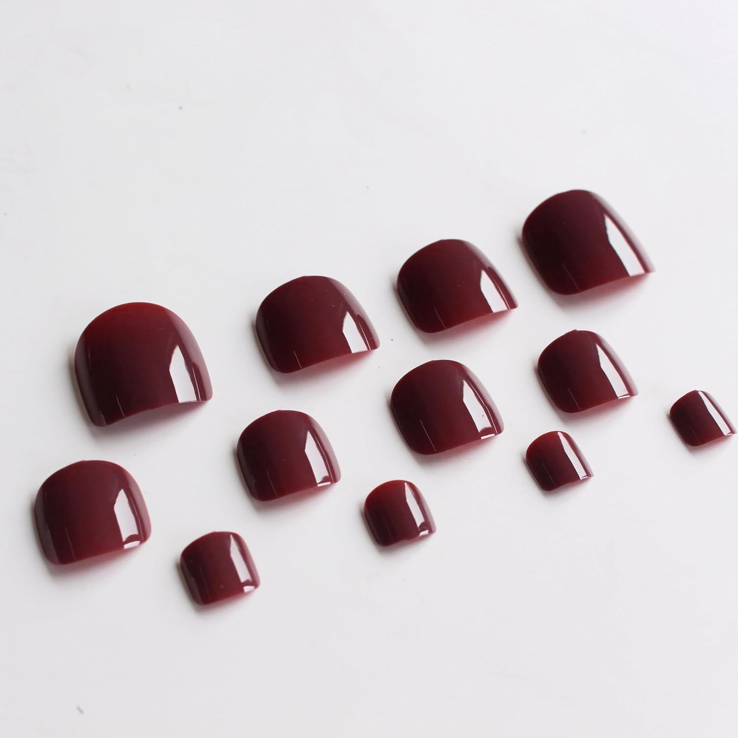 KQueenest Burgundy Red Toe Press on 0.04 Fl Oz (Pack of 24), solid burgundy