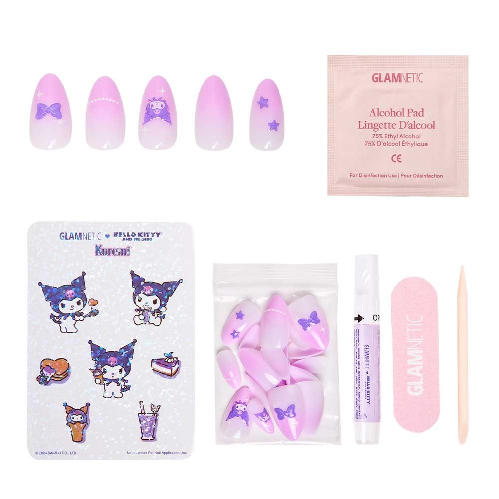 Glamnetic Kuromi Hello Kitty Almond Press-On Nails Full Set Including glue