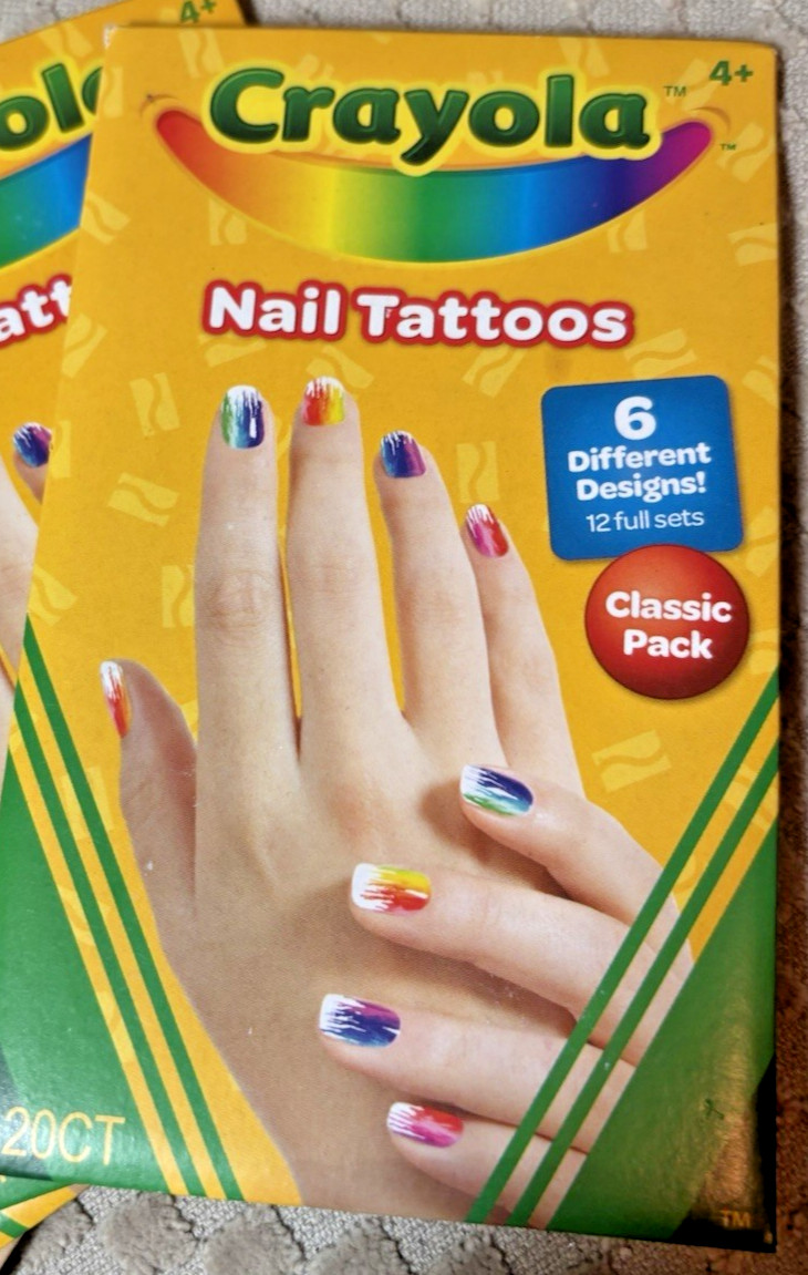 5 Crayola nail tattoos for kids Classic Pack 120 -EACH 6 Designs