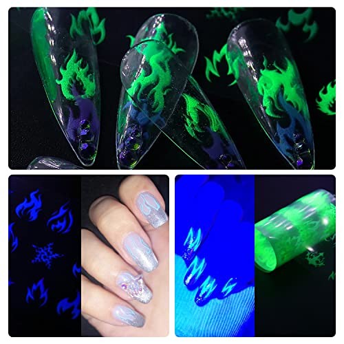 10 Rolls Kit Nail Transfer Stickers Fluorescent Flame Foil Transfer Sticker