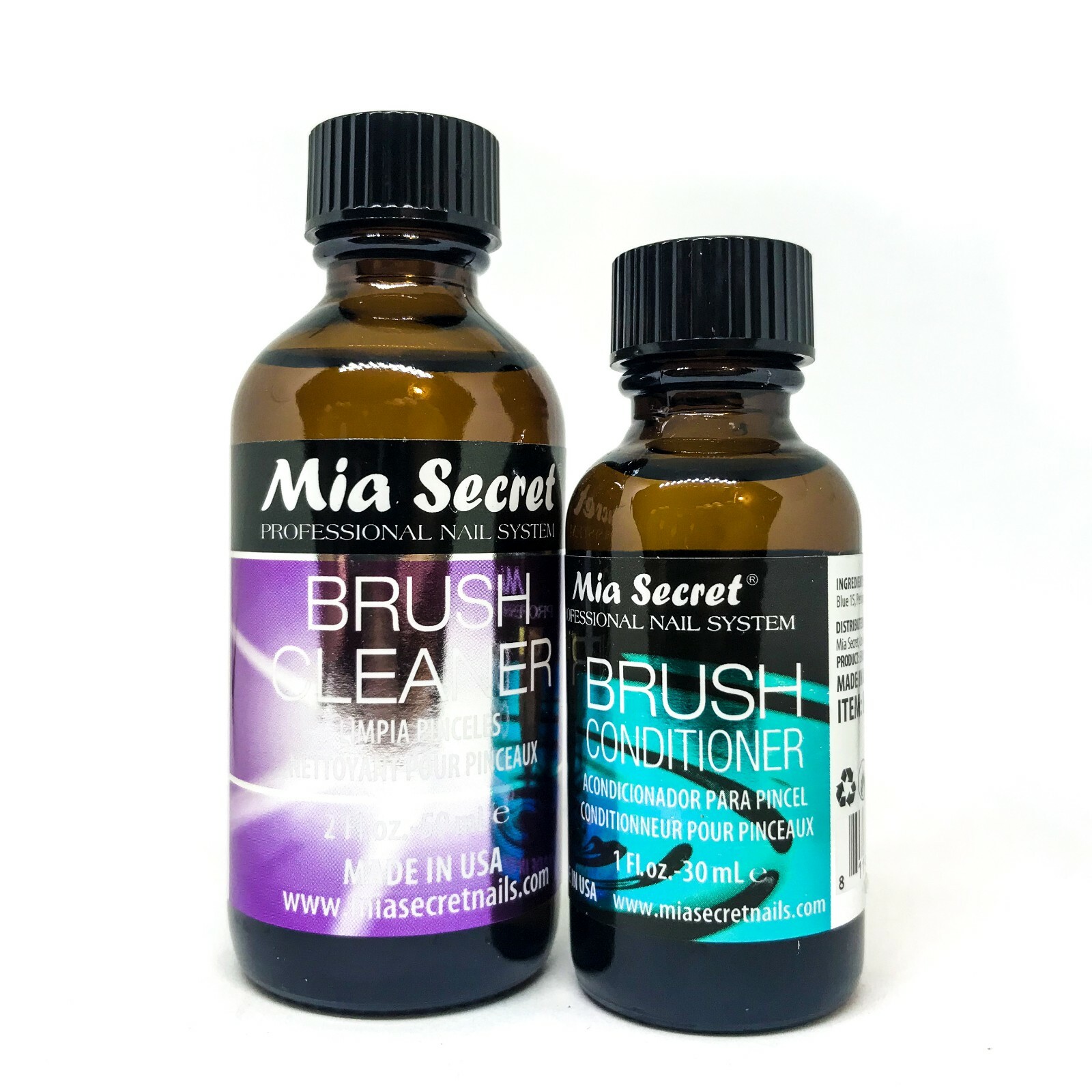 Mia Secret Brush Cleaner 2 floz (59mL) &/ Brush Conditioner 1 oz (30mL)
