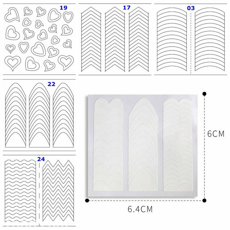 New 5 sheets French Manicure Nail Art Tips Form Guide Sticker DIY Stencil