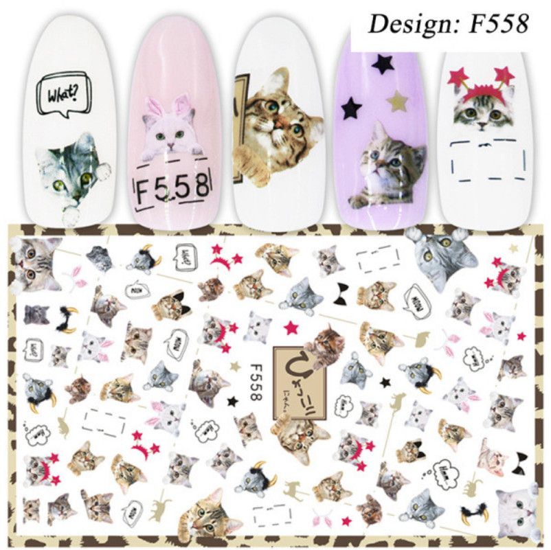 White & Black Geometric Leaves 3D Nail Stickers Adhesive Decals Flower DIY NS14