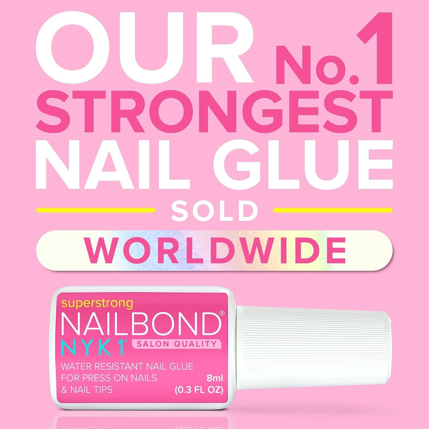 Super Strong Nail Glue 8ml | Fast Drying Brush On for Press On & Acrylic Nails