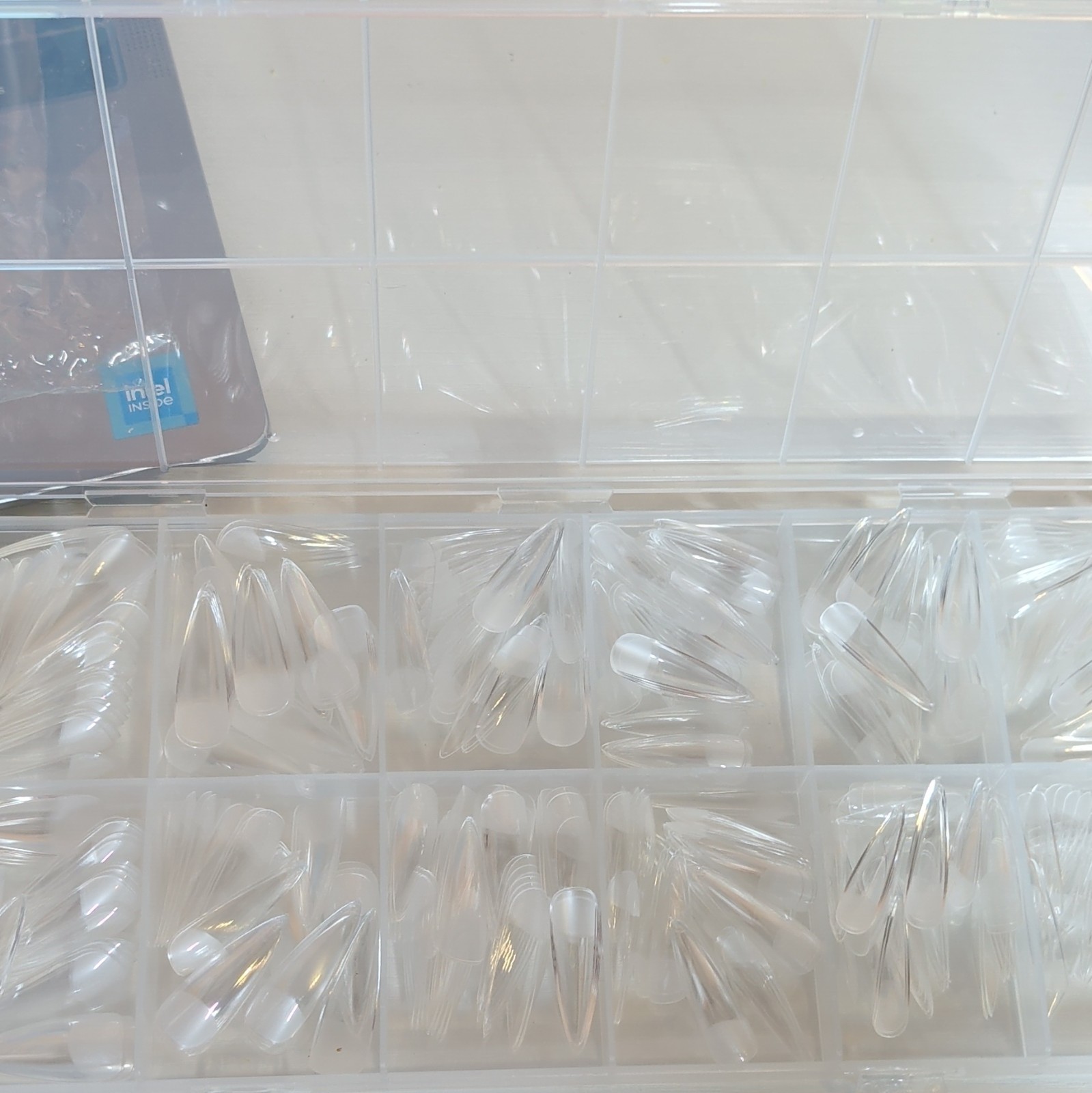 Lifextol Clear French Full Cover Stiletto Nail Tips Long Plastic