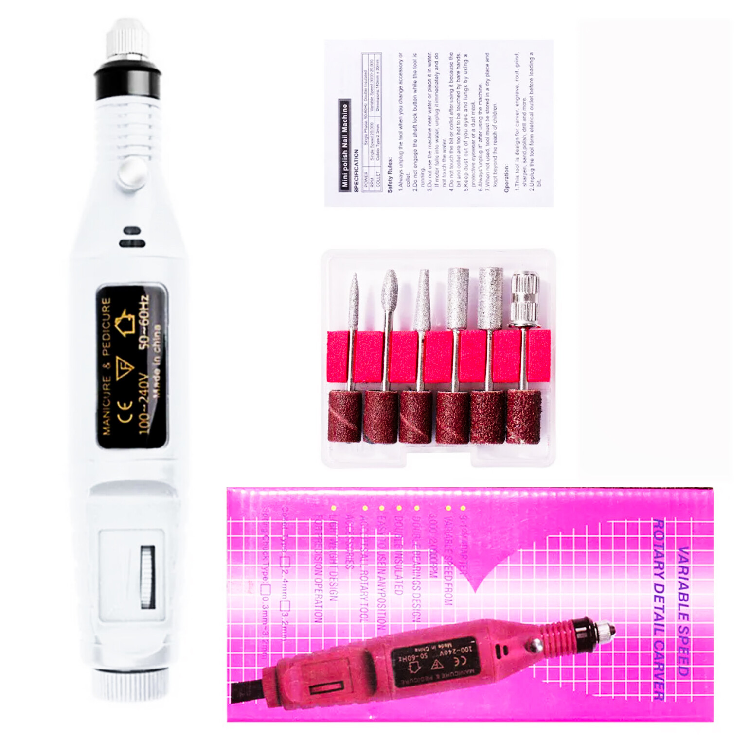 ELECTRIC NAIL ART DRILL FILE ACRYLIC MANICURE PEDICURE PORTABL MACHINE KIT✅ND003
