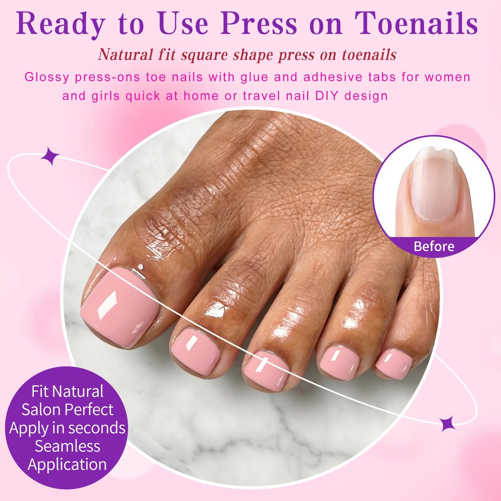 120pc Nude Press on Toenails Women Fake Toe Nail Press ons Pedicure with Glue…