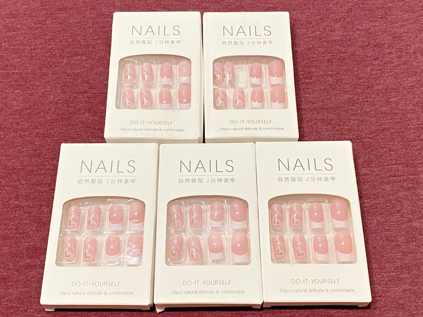 DIY Nails For Valentines Anniversary Birthday & Fun Brand New 24pc x 5 Sets