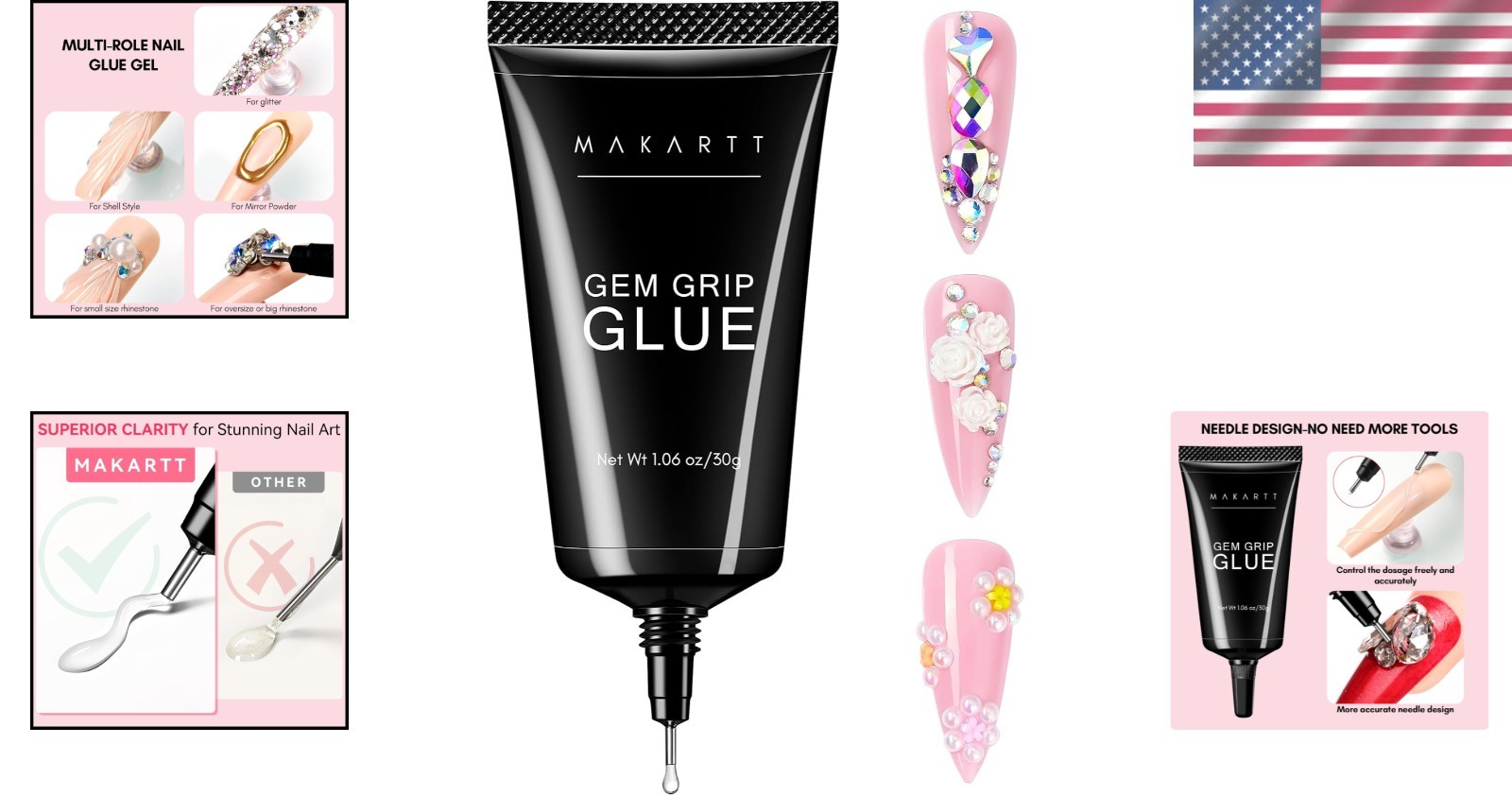 No Wipe Rhinestone Glue Gel – 30G Non-Toxic Nail Adhesive for Stunning Art
