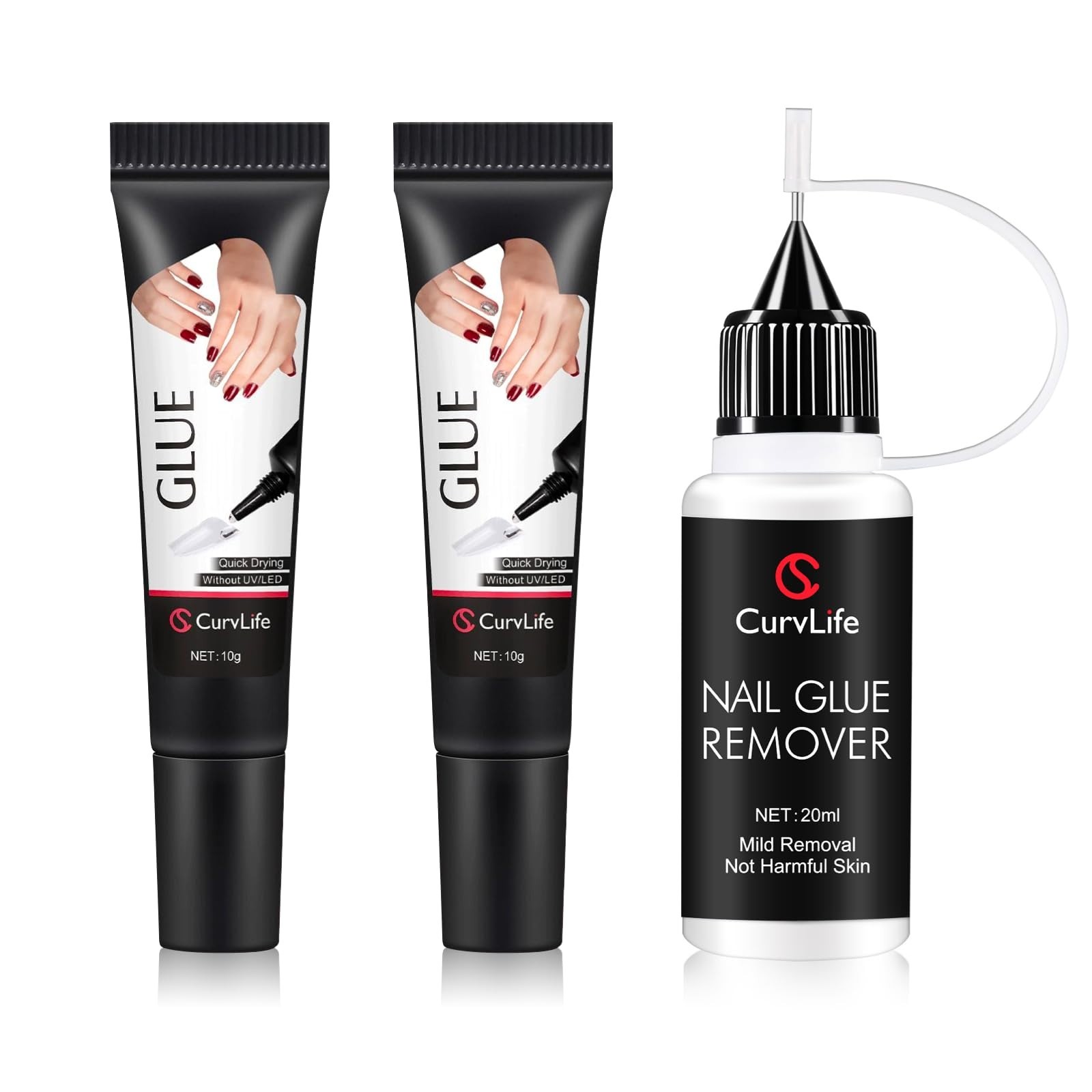 2pcs 10g Semi-Solid Glue Gel & 20ml Pinpoint Glue Remover Kit for Press-On Nails