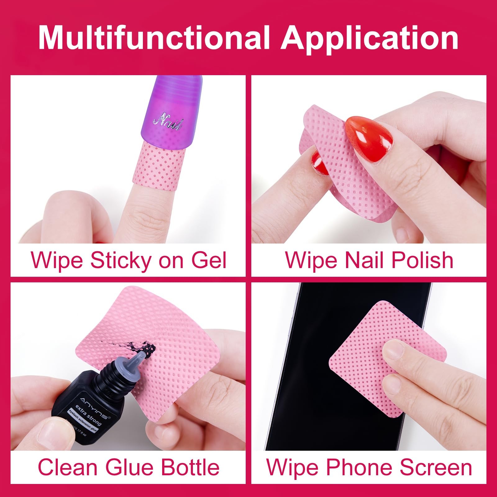 ANYINS Lint Free Nail Wipes, 1200PCS Wipes Non-Woven Fabric Nail…