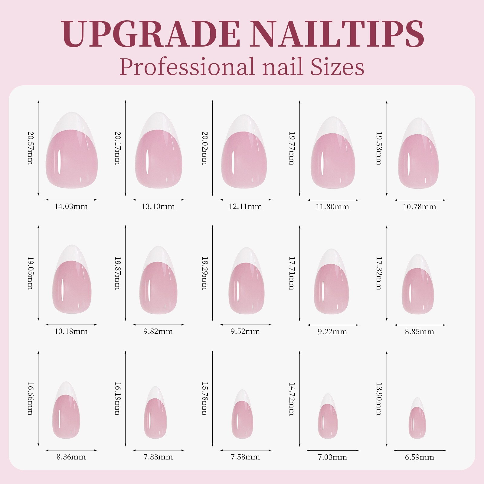 135Pcs Press on Nails French Shape Fake Nai Art Tips Manicure Set 15 Sizes