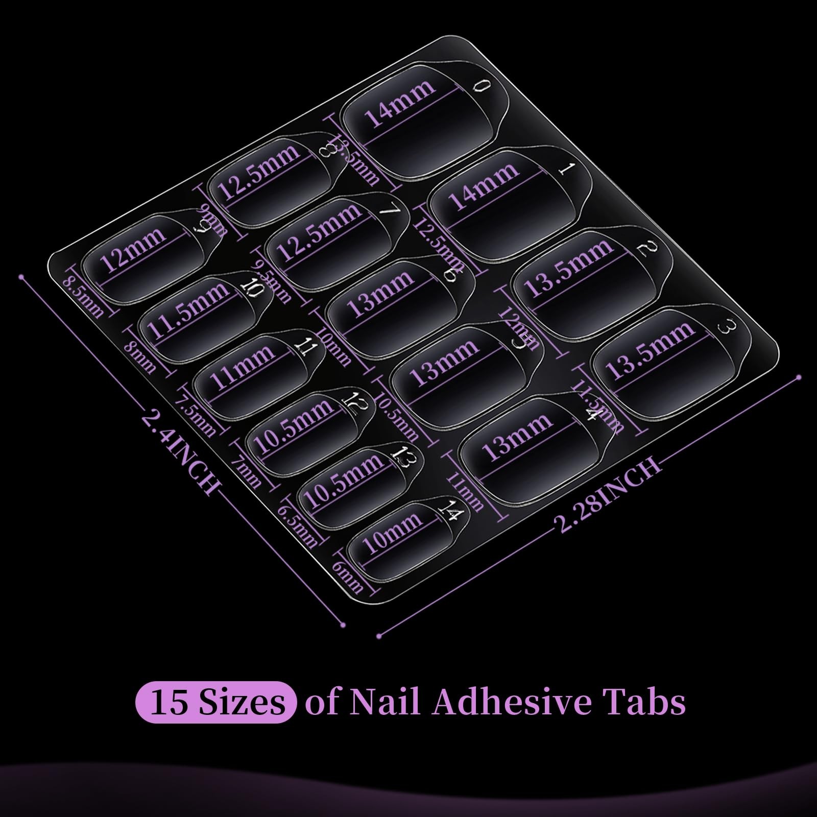 Teenitor 600pcs Press on Nail Adhesive Tabs, 15 Sizes of Clear/Yellow