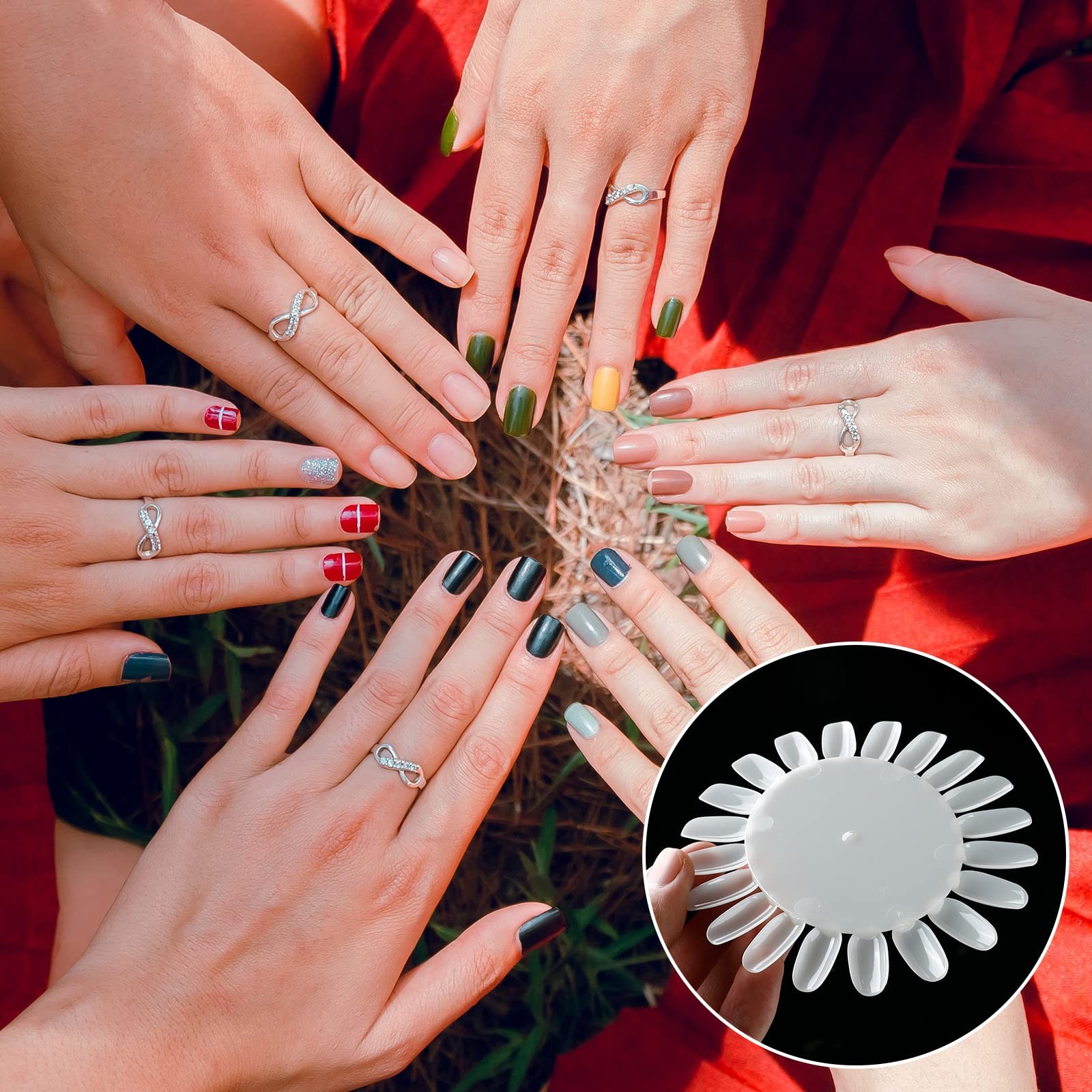 20Pcs False Nail Swatches Wheels Nail Wheel Art Plastic Nail Polish Display W…