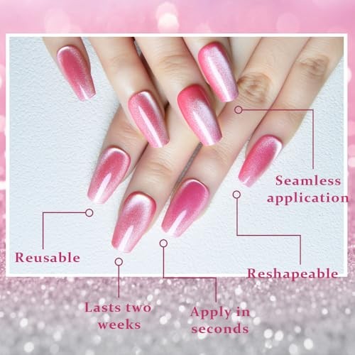 Rose Pink Cat Eye 24 Ounce (Pack of 1) 24Pcs-Coffin Medium Square-18 Rose Pink