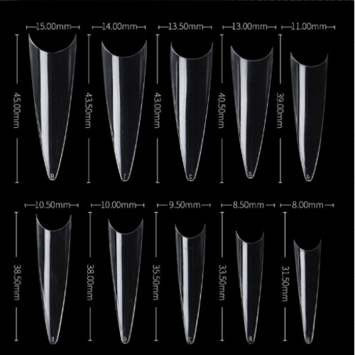 Curve Fake Nails Clear Natural Acrylic Artificial Nail Art Tips 500pcs