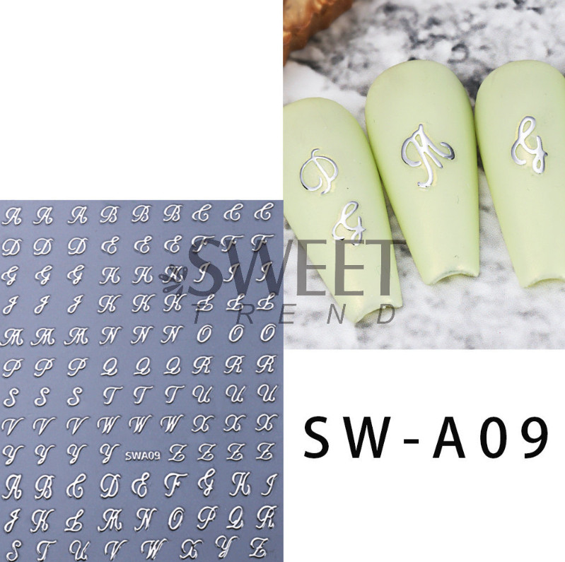 Nail Art 3D Decal Stickers Latin Roman English Alphabet Letters Uppercase NH23