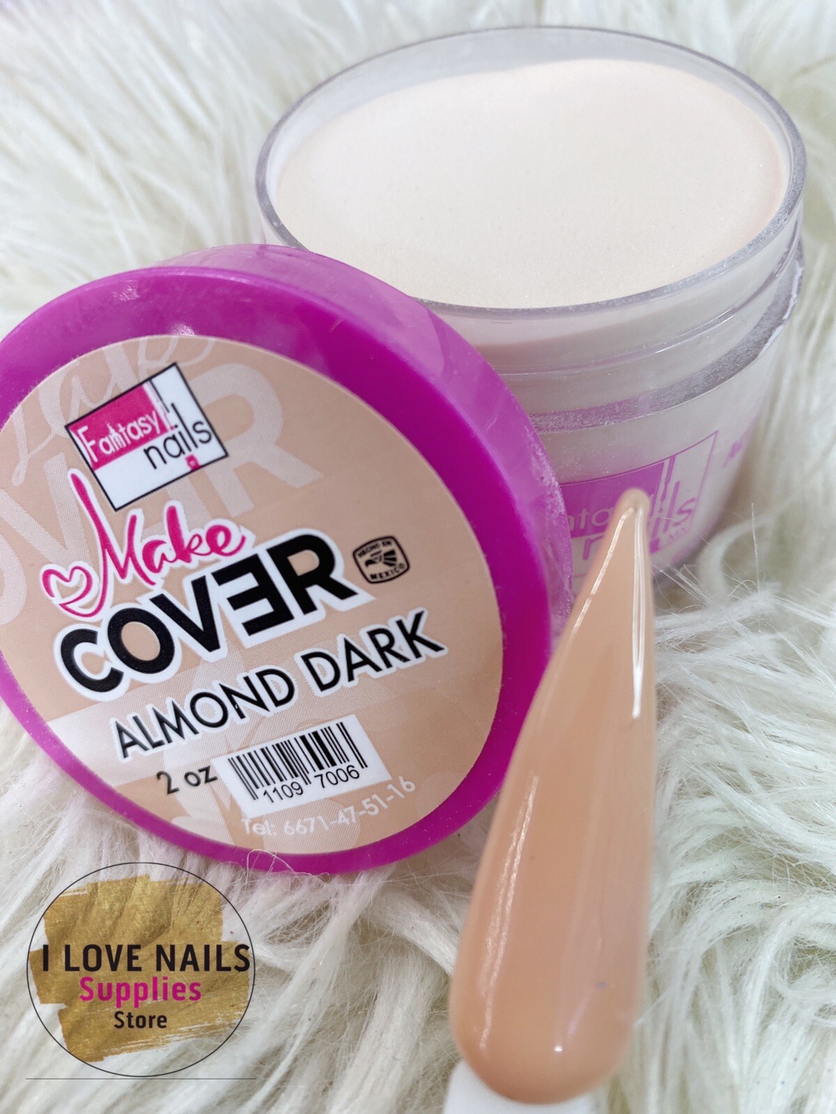 Acrílico fantasy nails Color dark almond de 2oz
