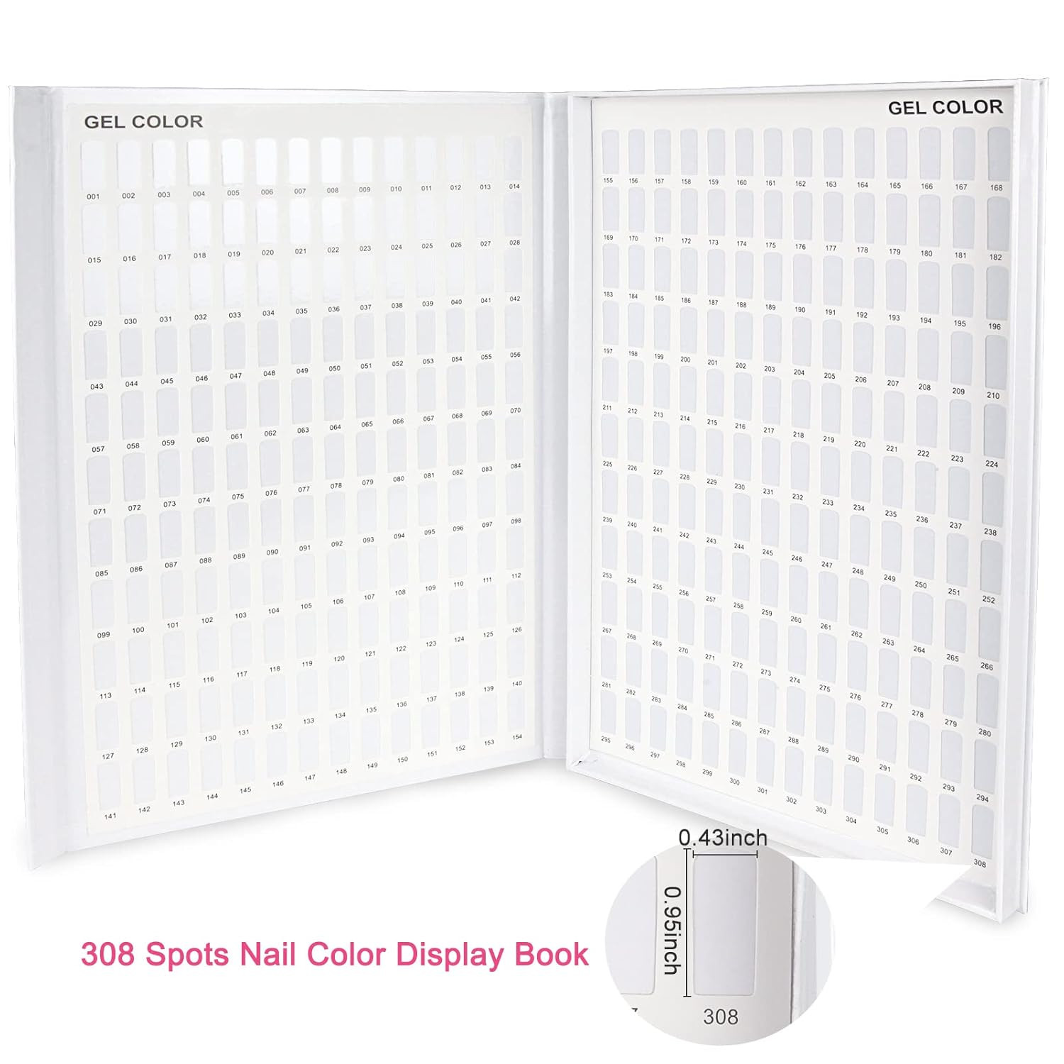 308 Grids Nail Color Display Book for Swatches, Includes 360 False Tips – Profes