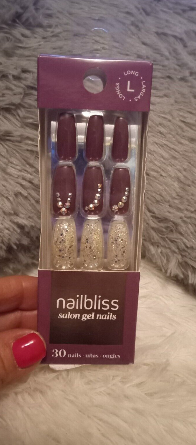 Nail Bliss/Dashing Diva *SCENE STEALER*Purple Press On Mani💜w/Bling, Glitter!