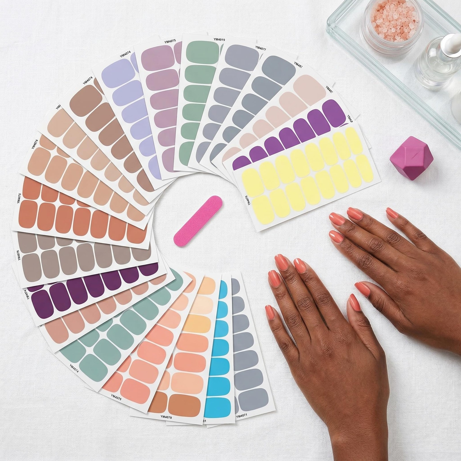 16 Sheets Light Color Nail Polish Strips Stickers,Solid Color Nail Wraps Stic…