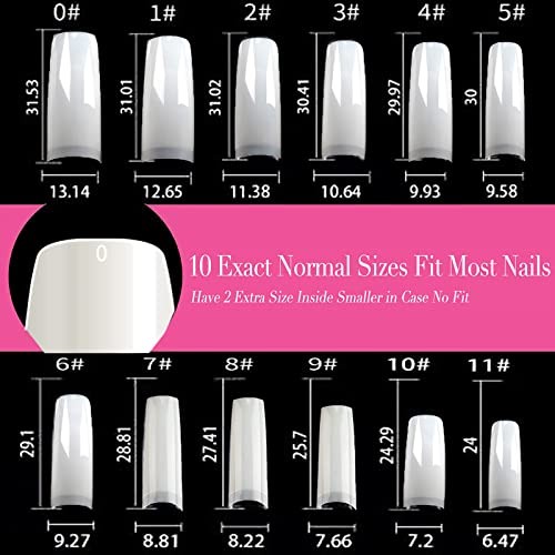 Natural French Nail Tips 500pcs Acrylic Fake Nails Coffin Square Nails Tips