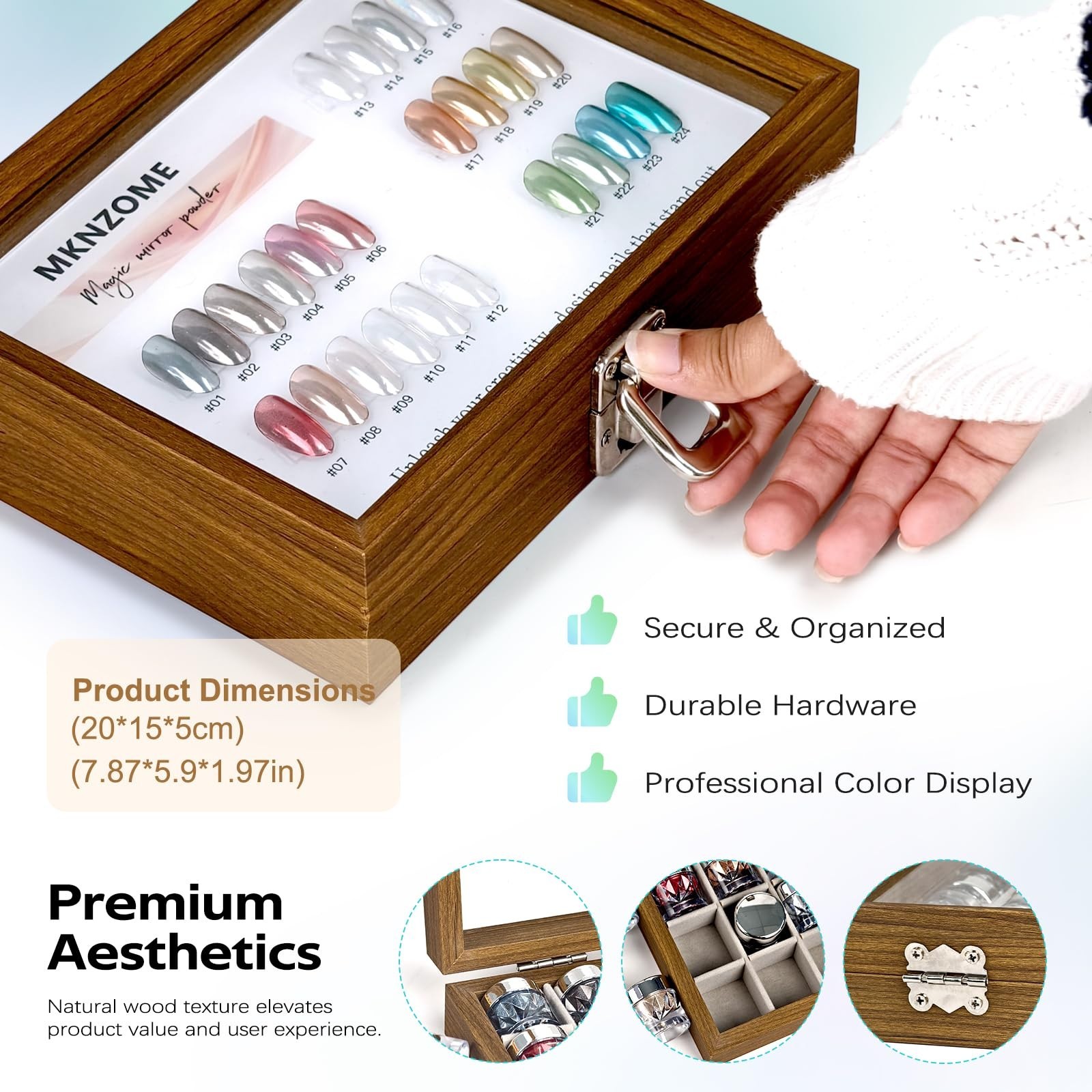 24 Colors Chrome Nail Powder – Iridescent Metallic Holographic Glitter for DIY N