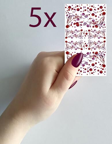 Nail Stickers Decals (5 Sheets) NAIL Decorative Red and Purple Circles with