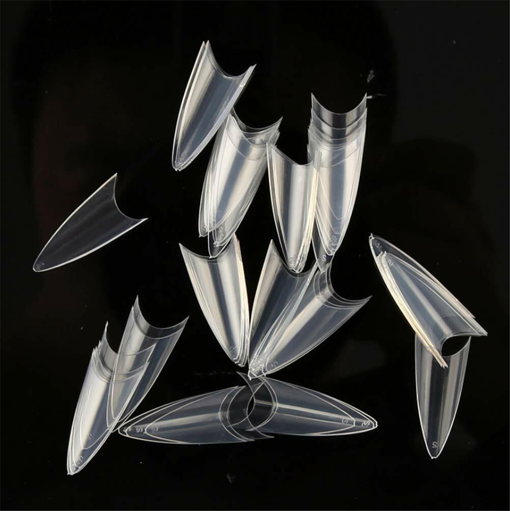 500 acrylic nail tips – Color: Clear/Natural Shape: Stiletto/Coffin