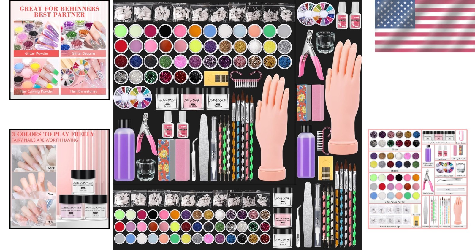 Acrylic Nail Kit with Practice Hand & Powder