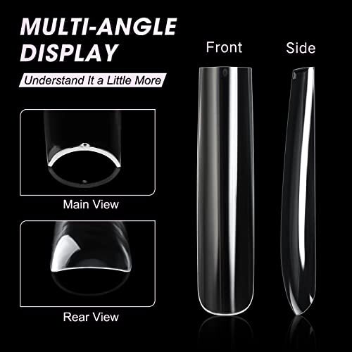Extra Long Square Full Cover Nail Tips 240PCS XXXL Clear Full Cover Fake
