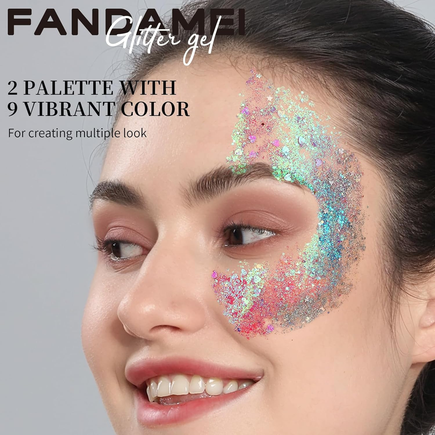 Face Glitter, 2 PCS Face Glitter Gel 18 Grids, Body Hair Glitter for Kids Women